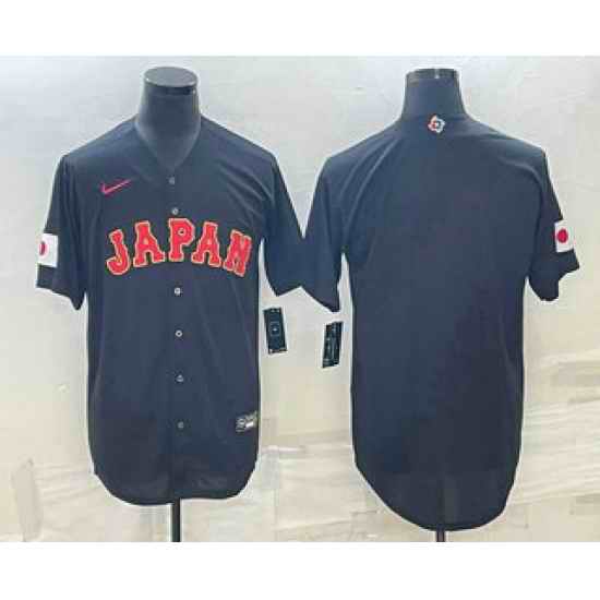 Men Japan Baseball Blank 2023 Black World Classic Stitched Jerseys
